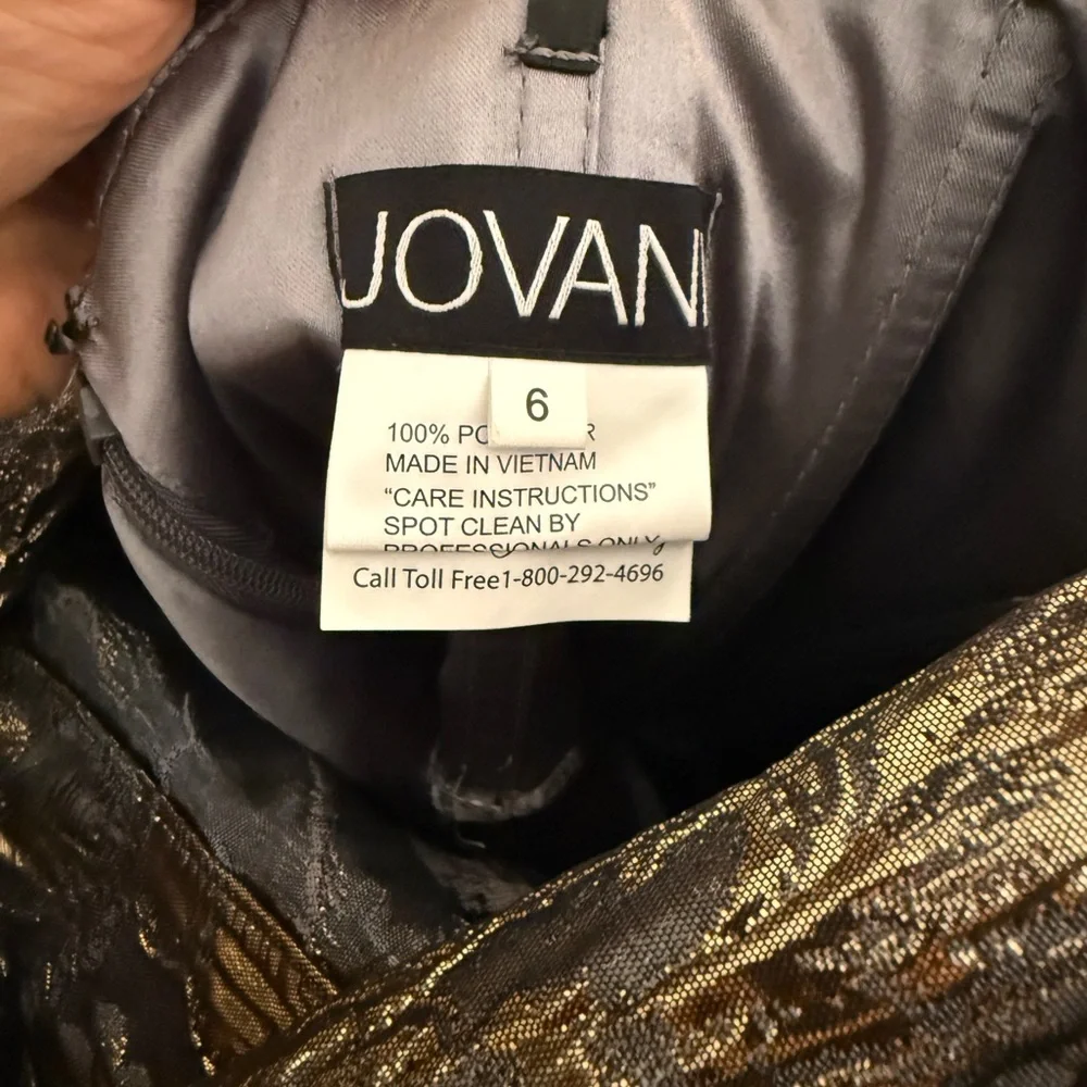 JOVANI Ruffled Accent Mermaid Evening Gown Gray and Gold with custom bolero - Picture 12 of 14